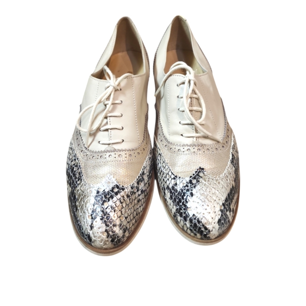 Brunate Snake Print Wingtip Shoes